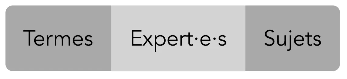Sélecteur du panel (termes, expert·e·s et sujets)